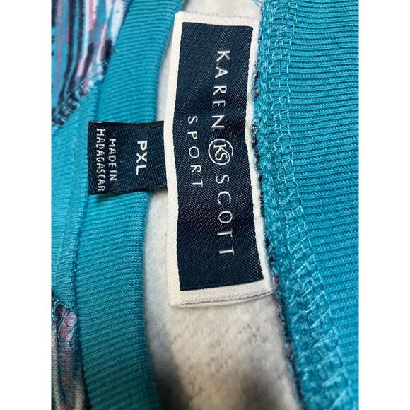 Karen Scott Sport Space Dye Sweatshirt Turquoise Purple Plus XL PXL - Picture 6 of 7
